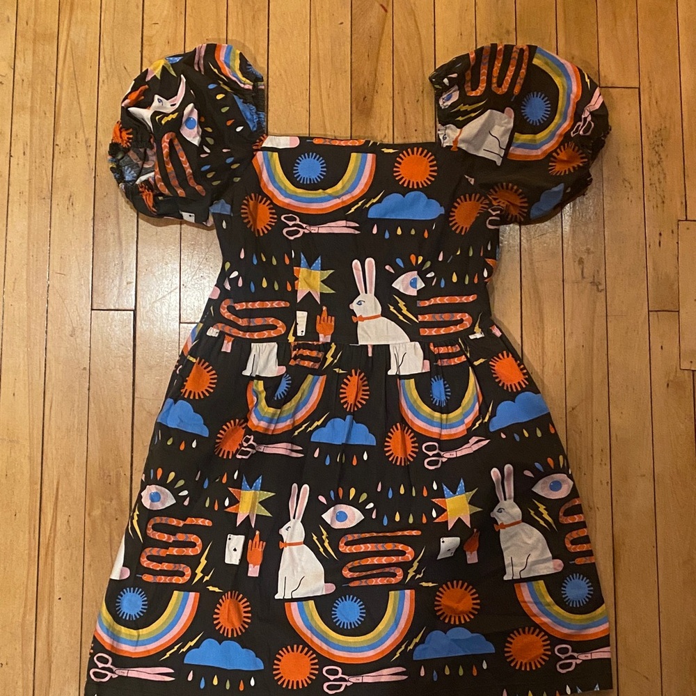 Nooworks magic print puff sleeve dress